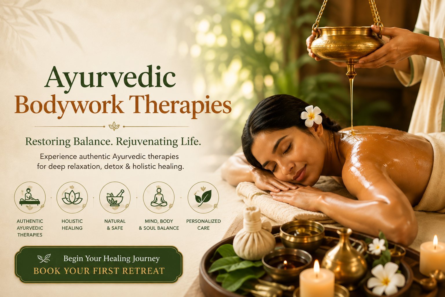 Ayurvedic bodywork therapy, warm oil massage treatment